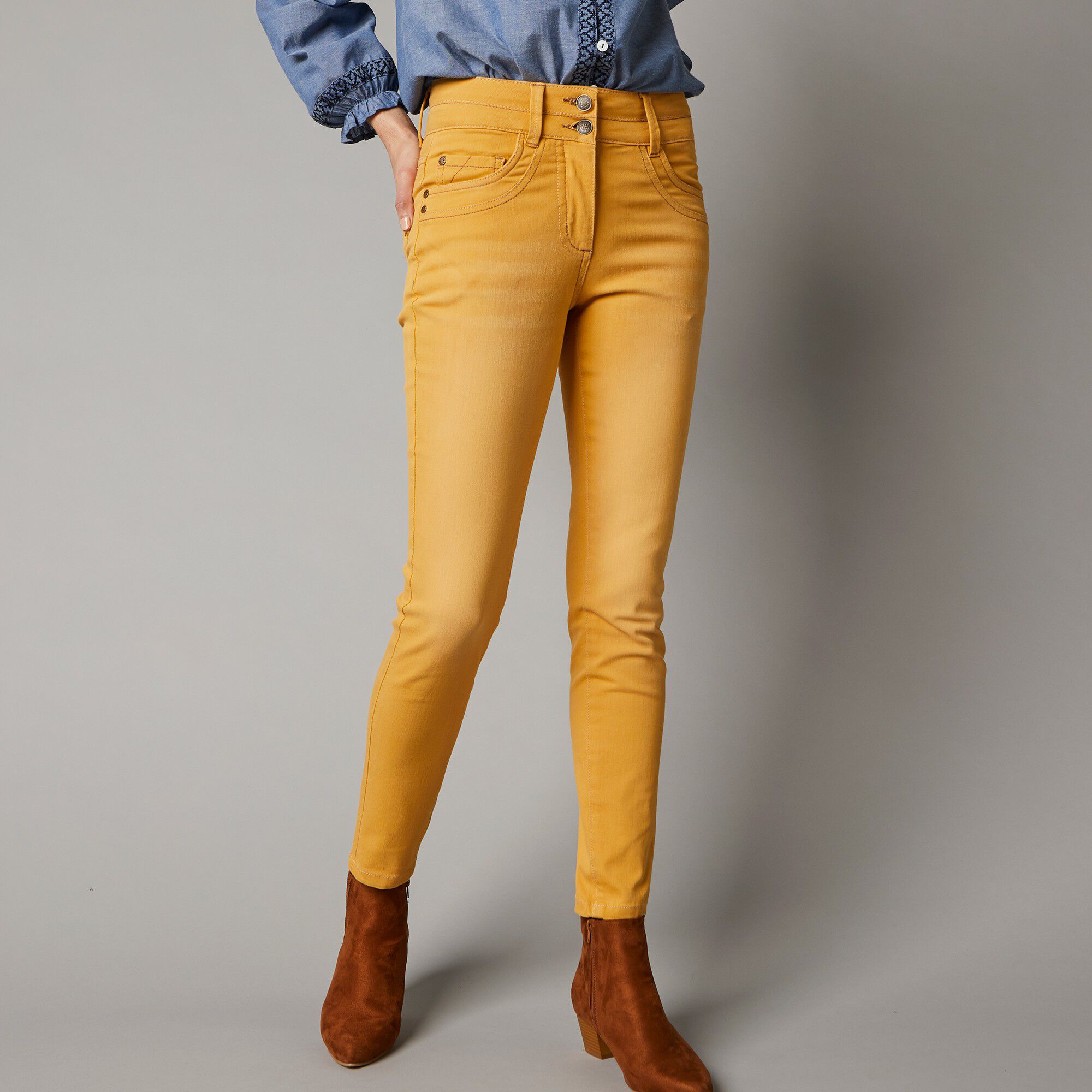 Jean 7/8ème fuselé couleur stretch