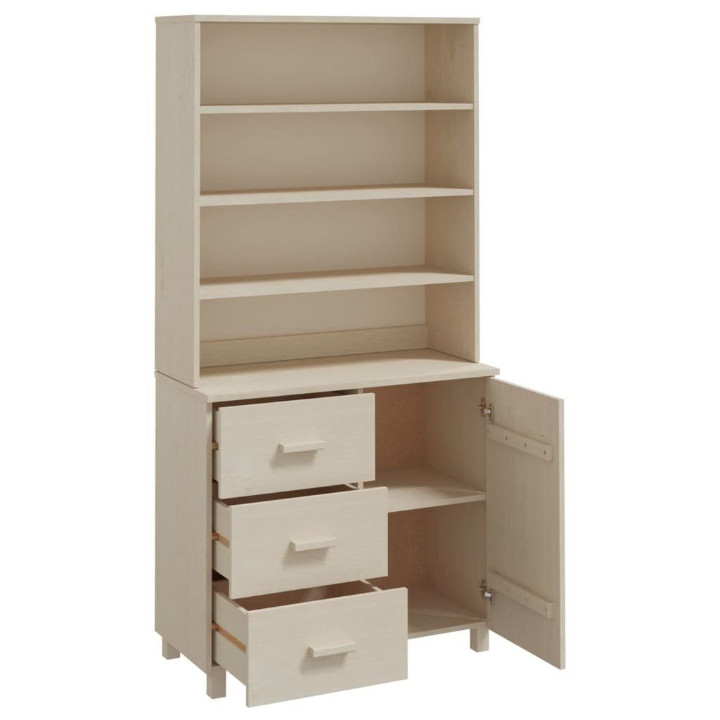 möbelando Küchenbuffet Trier (B/H/T 90 x 180 x 40 cm) aus Kiefer in Honigbraun mit 3 Schubladen und einer Tür