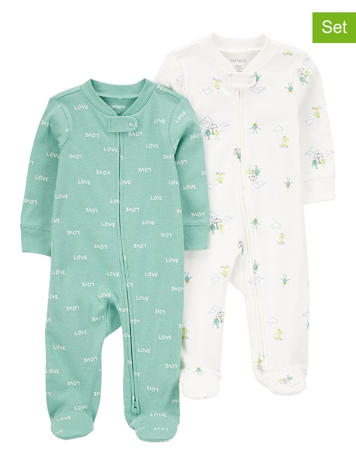 carter's 2er-Set: Strampler in Grün/ Weiß günstig kaufen