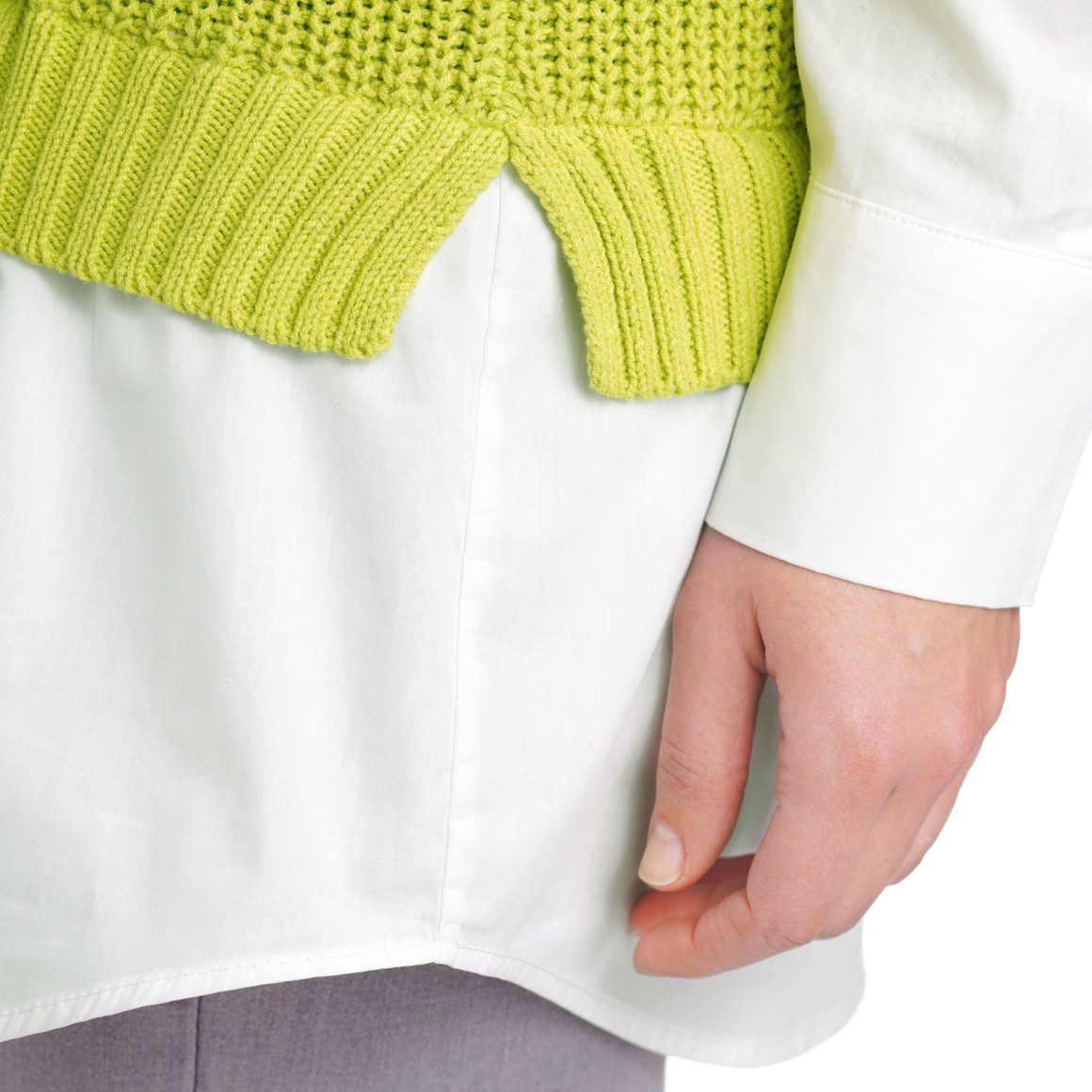Damen Strickpullunder mit Bluseneinsatz