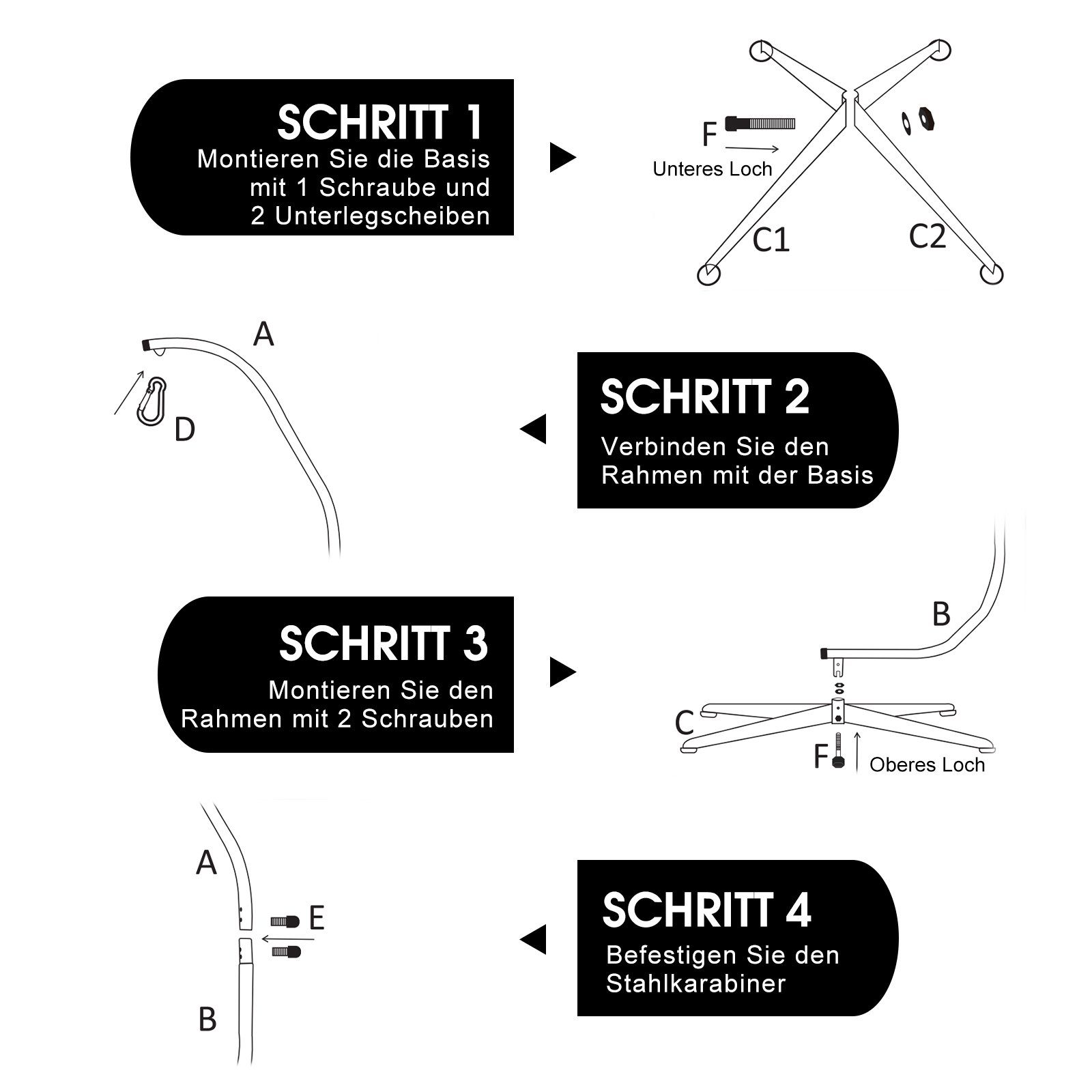 COSTWAY Hängemattengestell, Metall, belastbar bis 150kg, nur Gestell