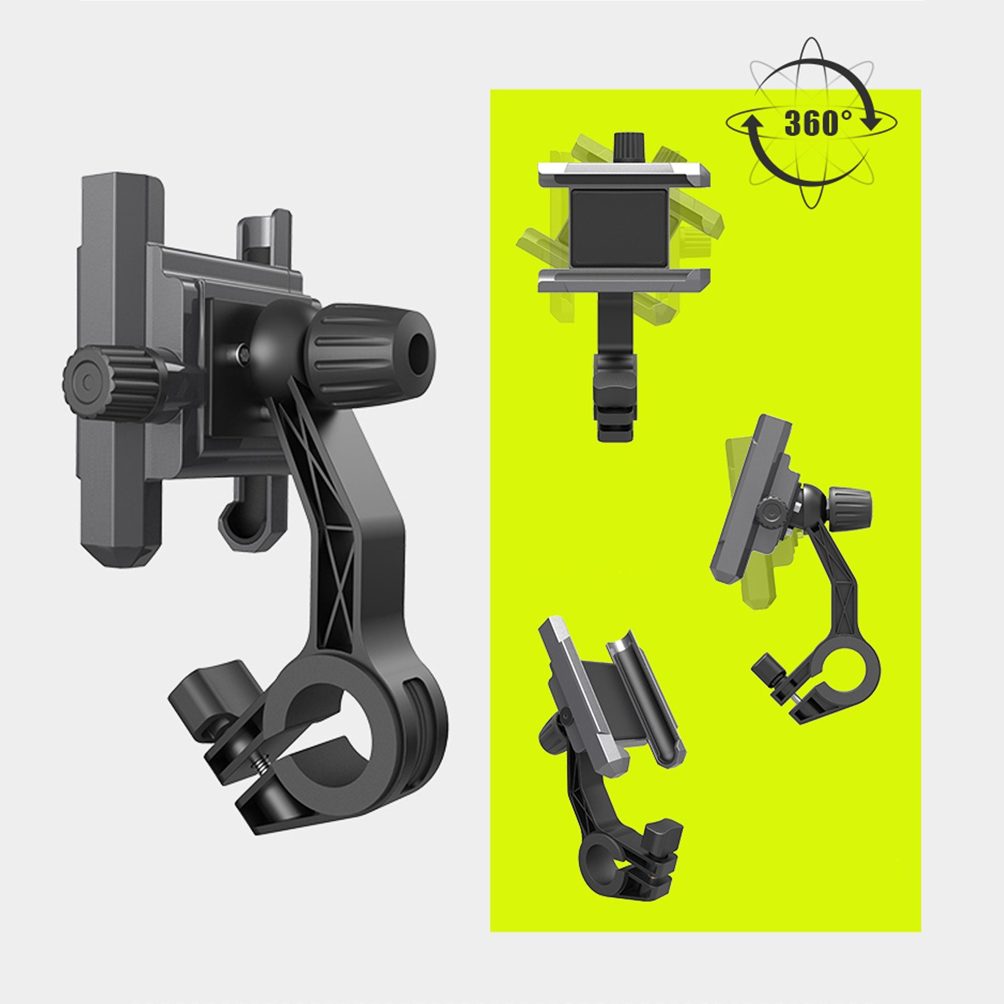 SachsenRAD Smartphonehalterung Grip Smartphone-Halterung, (bis 7,20 Zoll, Einstellbare Breite: 60 - 88 mm (4 - 7,2 Zoll), Schutzklasse: IP65, Material: Aluminiumlegierung & PC & TPU)