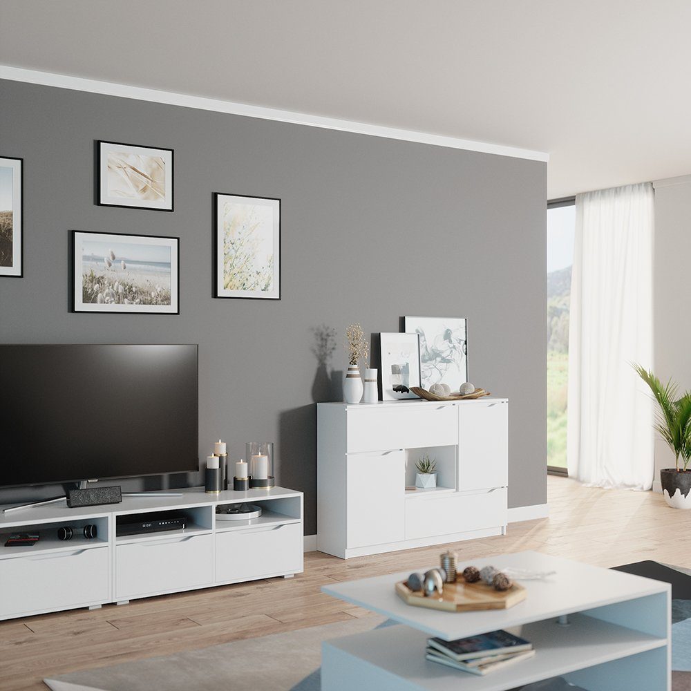 Vicco Sideboard Kommode Mehrzweckschrank RUBEN 120 cm Weiß