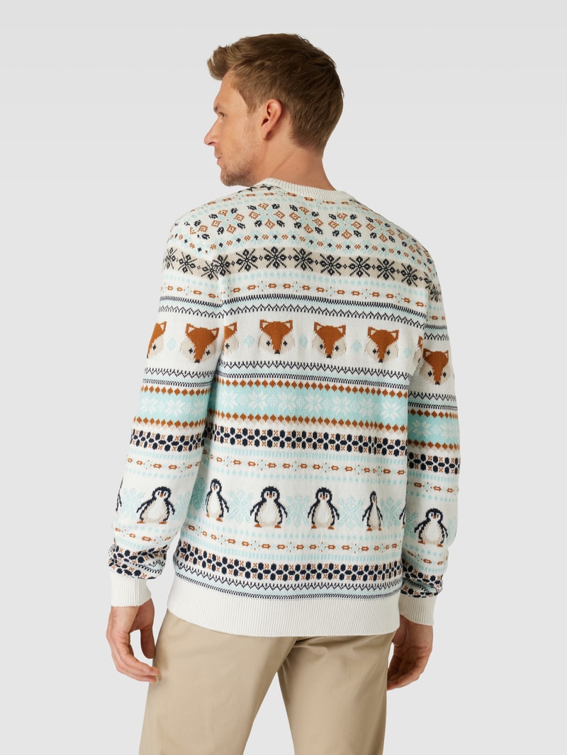 Strickpullover mit Allover-Muster Modell 'CARLOS' in offwhite