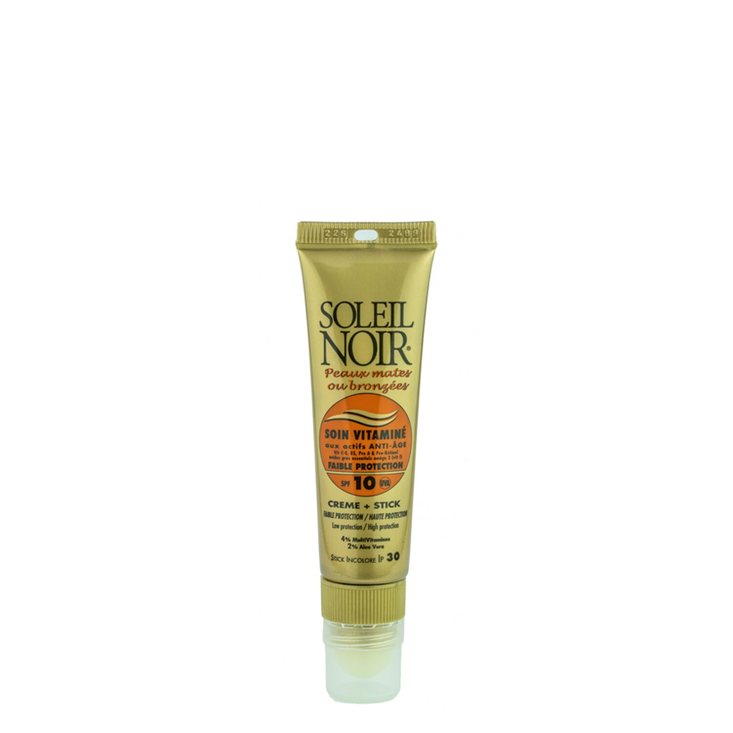 Soleil Noir Soin Vitaminé Crème SPF10 + Stick SPF30 Peaux Mates ou Bronzées 20 ml + 2g