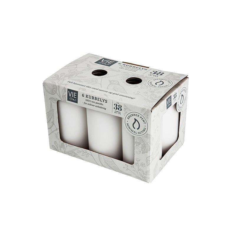 Vie Home Kubbelys 6-pk 6x11 cm hvit