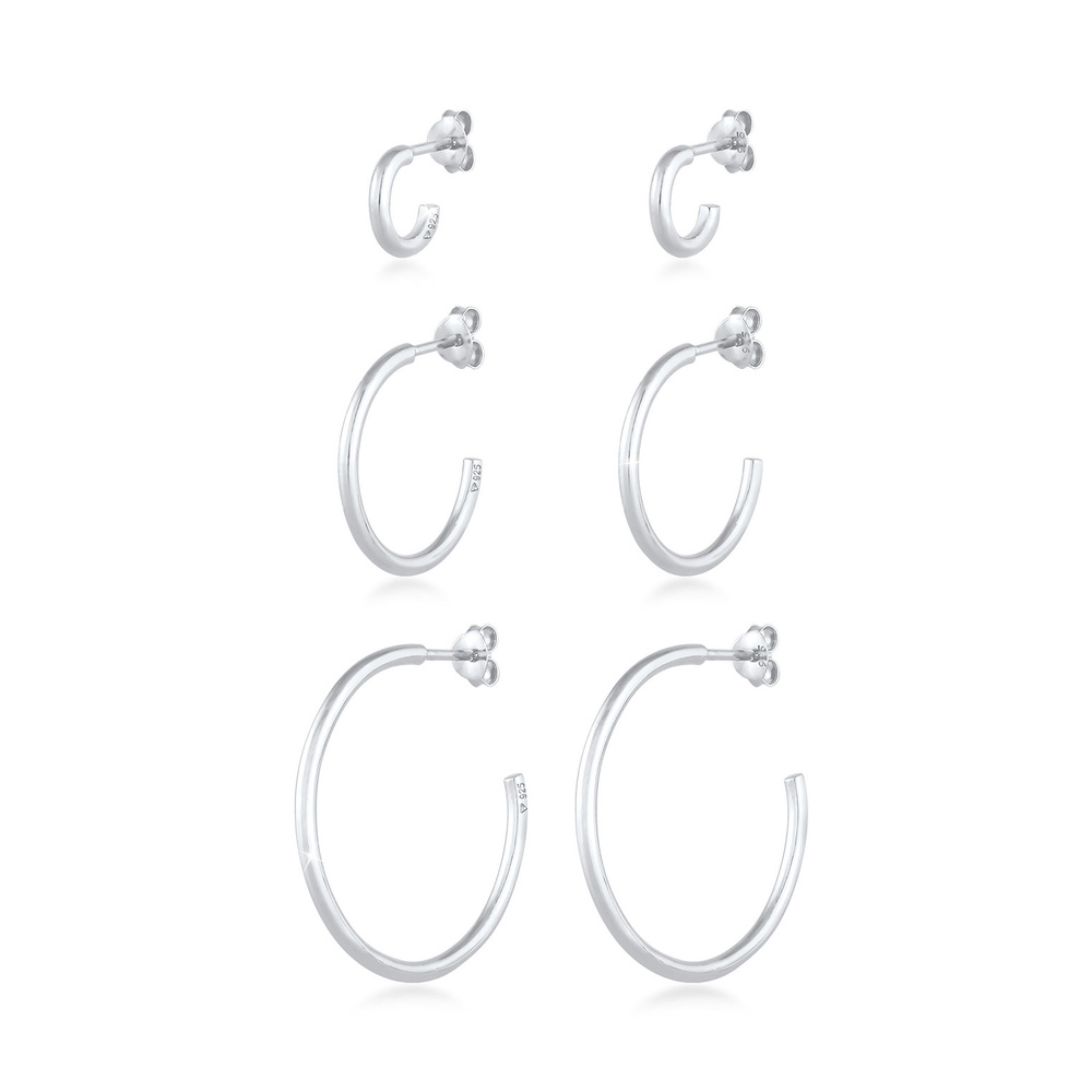 Elli Elli Boucles d'Oreilles Trio de boucles d'oreilles créoles pour femmes Blogueur d Boucles d'oreilles