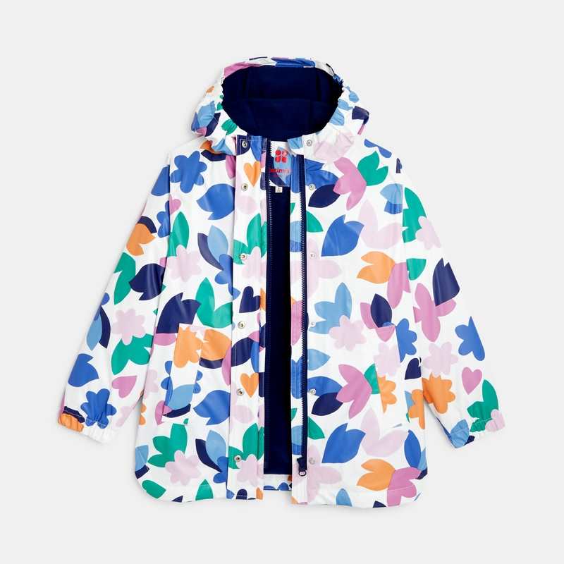 Coupe vent fille imperméable inspiration papier découpé fleuri blanc Catimini
