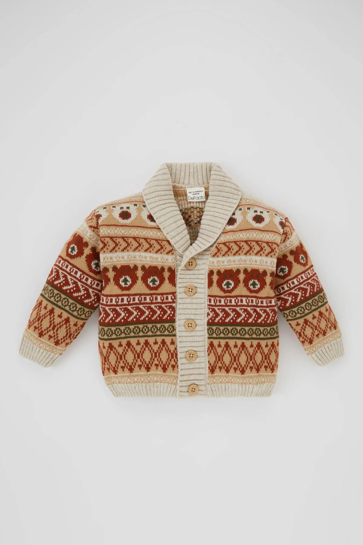 DeFacto  Strickjacke mit Schalkragen und ethnischem Muster für Babys (Jungen) A3839a523wn