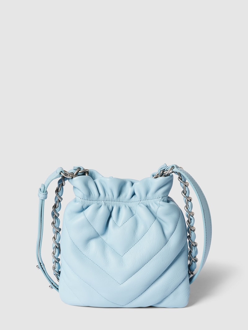 Umhängetasche mit Ziernähten Modell 'SILKY' in hellblau