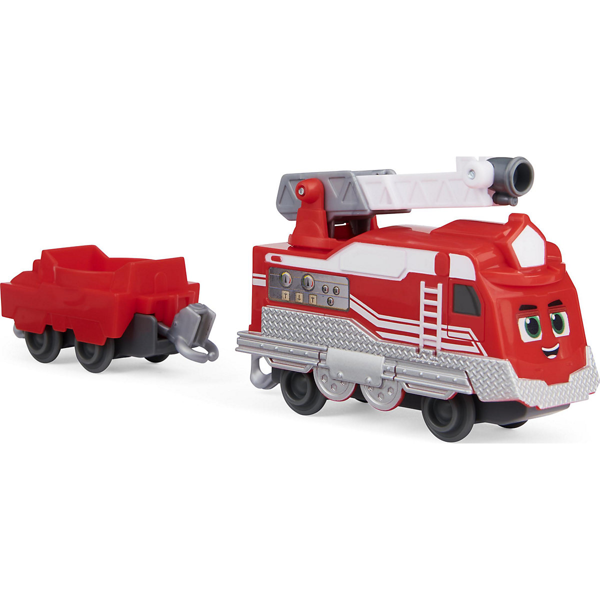 Mighty Express Push-and-Go Zug Roter Retter mit Güterwaggon