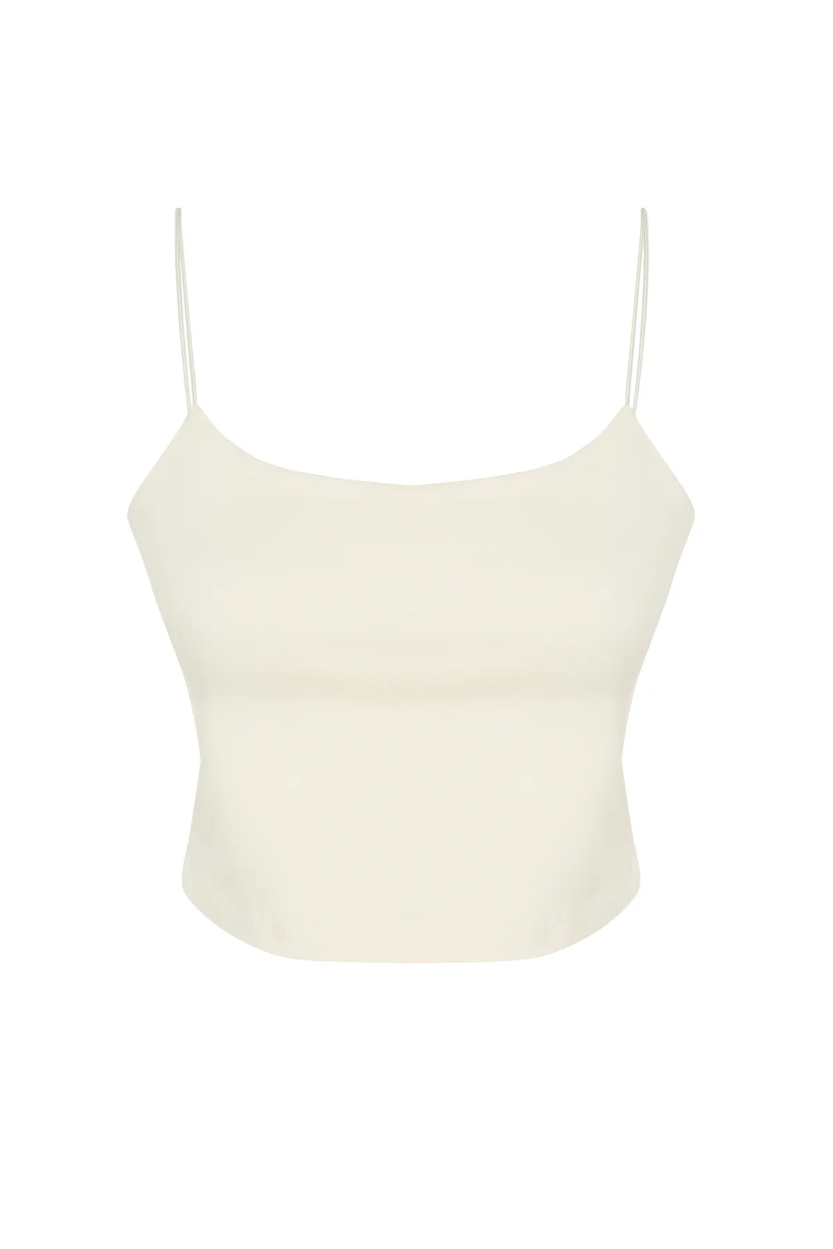 Trendyol Collection  Steinfarbenes, tailliertes/tailliertes Crop-Top aus Stretch-Strick für Sportlerinnen mit Spaghettiträgern aus Baumwolle TWOSS20AL0006