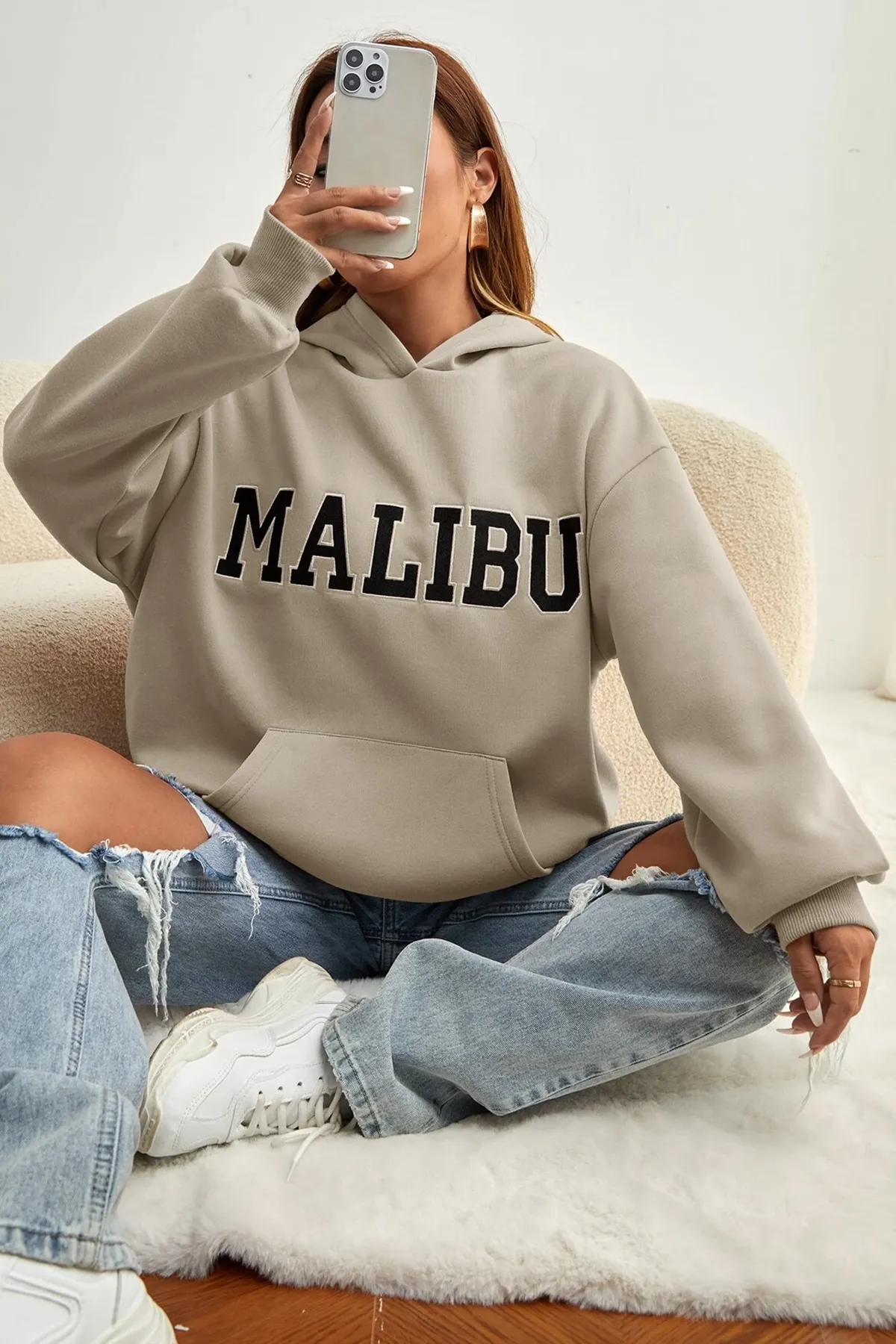 uyguntarz  Unisex-Sweatshirt mit Malibu-Aufdruck in Übergröße