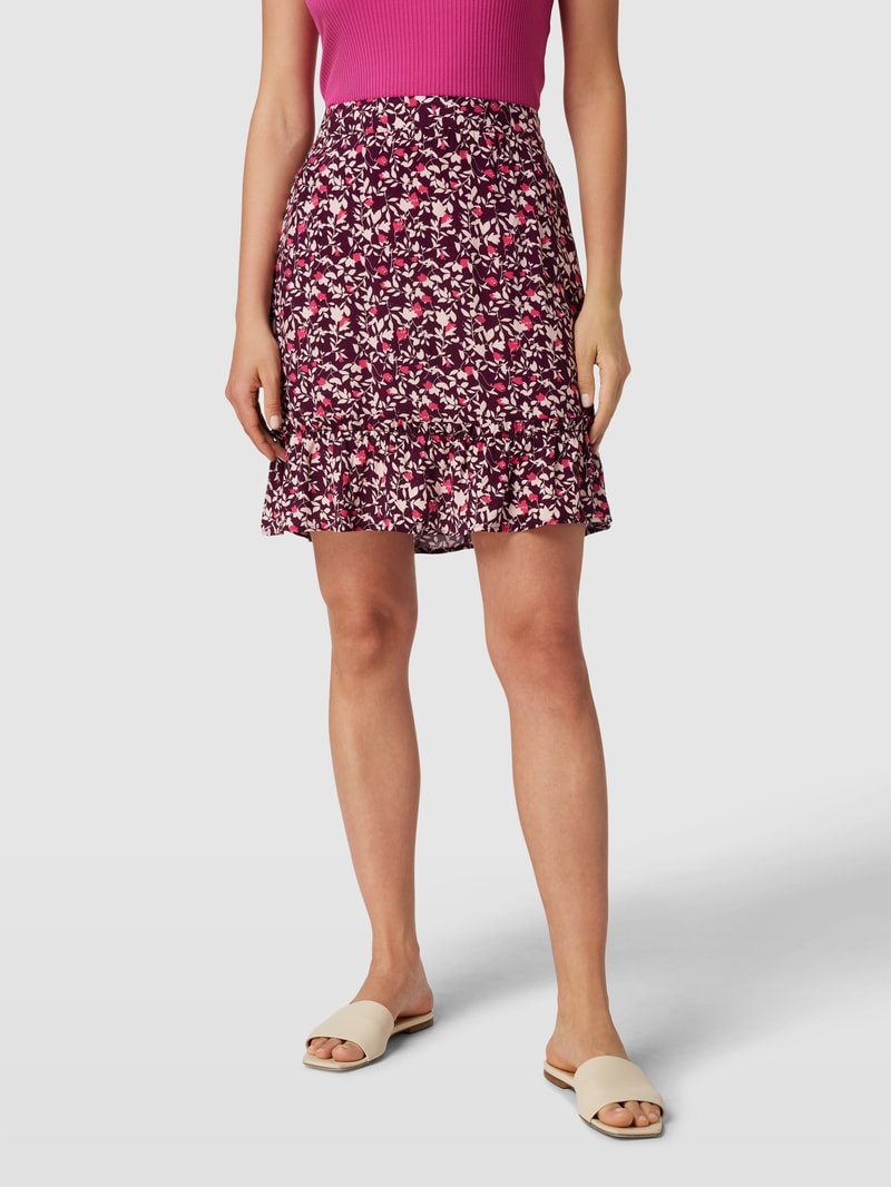 Knielanger Rock mit Allover-Print Modell 'CELINA' in bordeaux rot