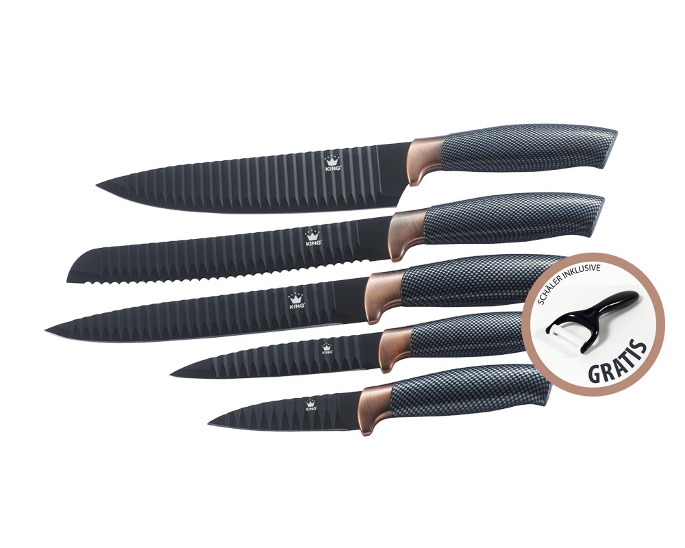 KING Messerset Carbon Design 5 Messer im Set inkl. gratis Schäler