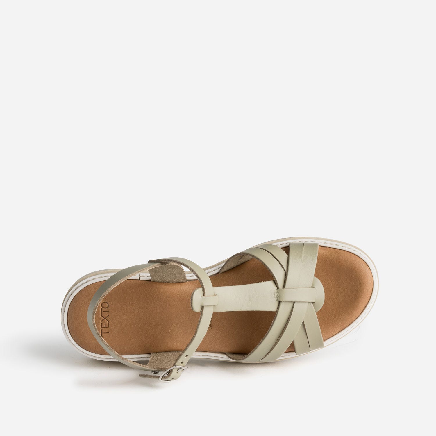 Sandale TEXTO kaki clair en cuir