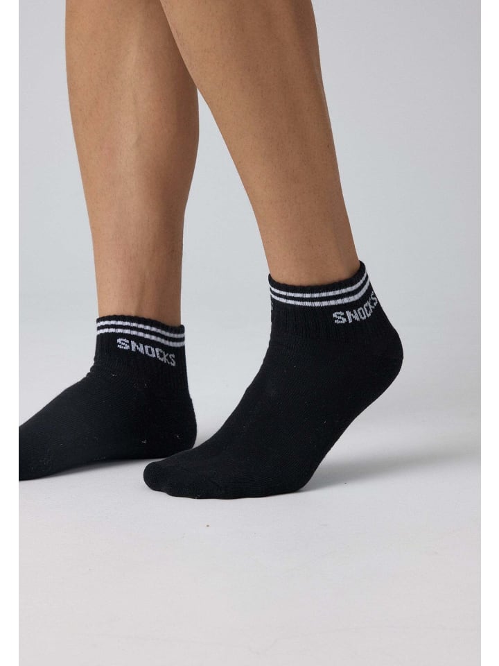 SNOCKS Retro Sneaker Socken aus Bio-Baumwolle 4 Paar in Schwarz (Streifen) günstig kaufen