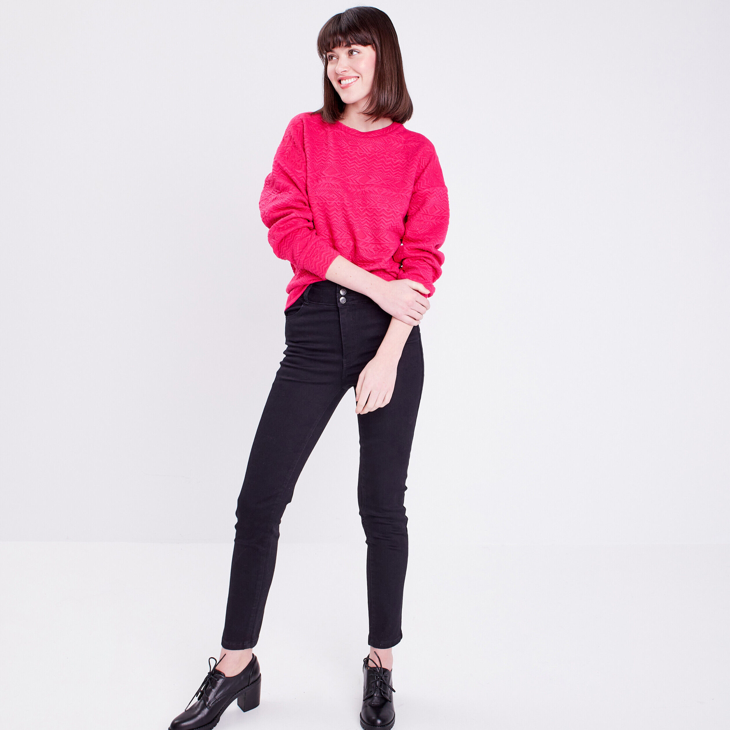 Sweat manches longues rose vif femme | Cache Cache