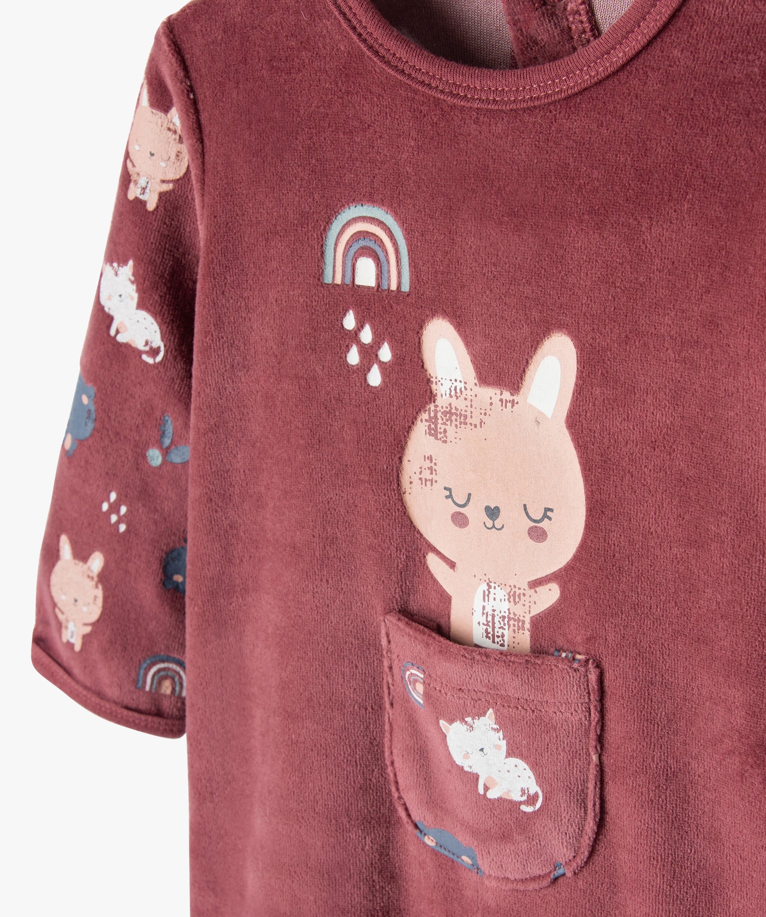 Pyjama dors-bien en velours bébé fille - Petit Béguin bordeaux | GEMO