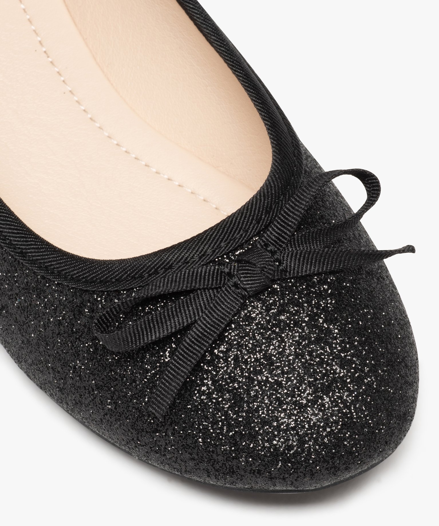 Ballerines fille unies pailletées à n?ud décoratif noir | GEMO