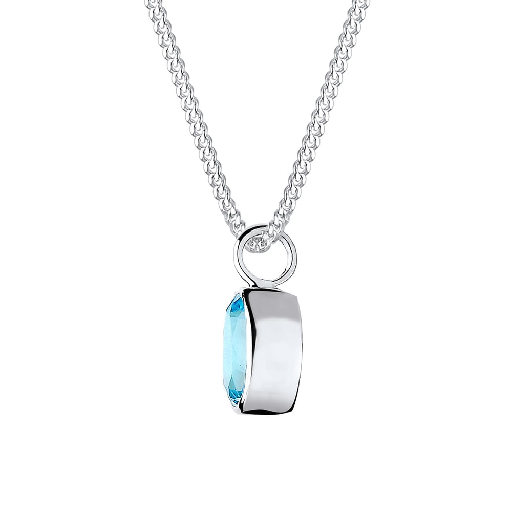 Elli Elli Collier Femmes Pendentif solitaire élégant avec topaze bleu clair en argent  collier
