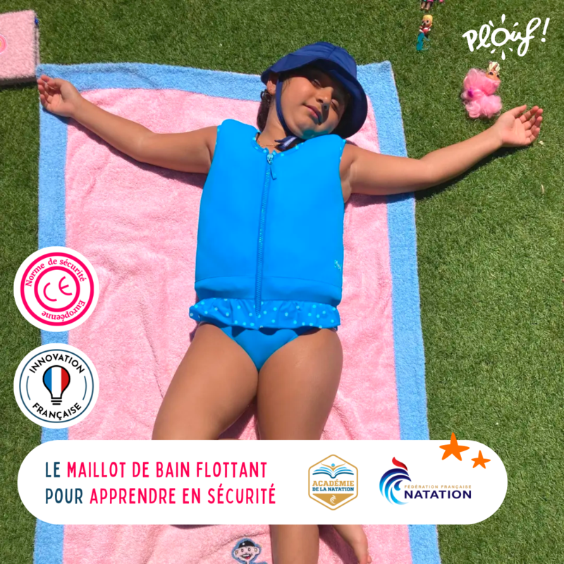 Maillot de bain flottant : Mademoiselle pois Bleu