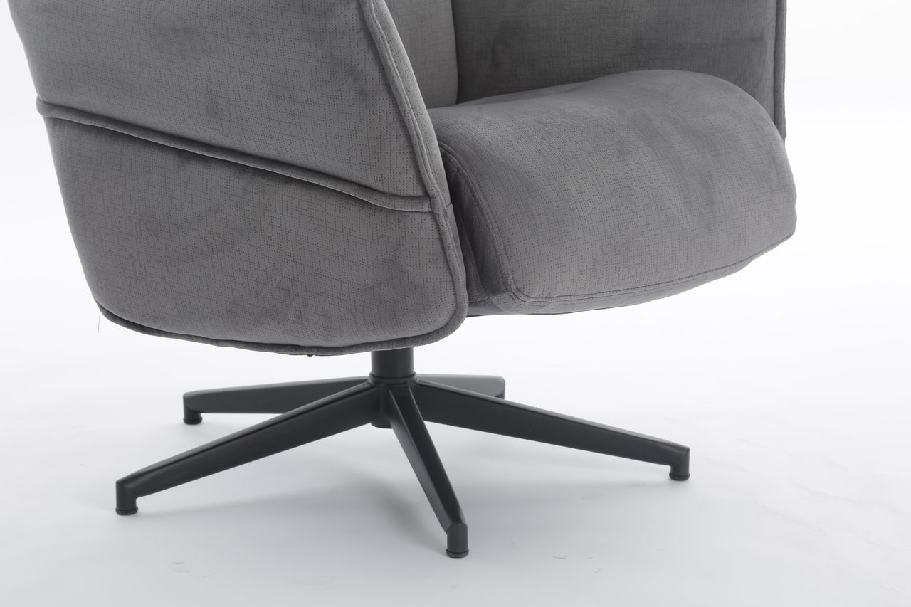 Happy Home Happy Home gepolsteter Relaxsessel mit Hocker HWP60-DGR dunkelgrau