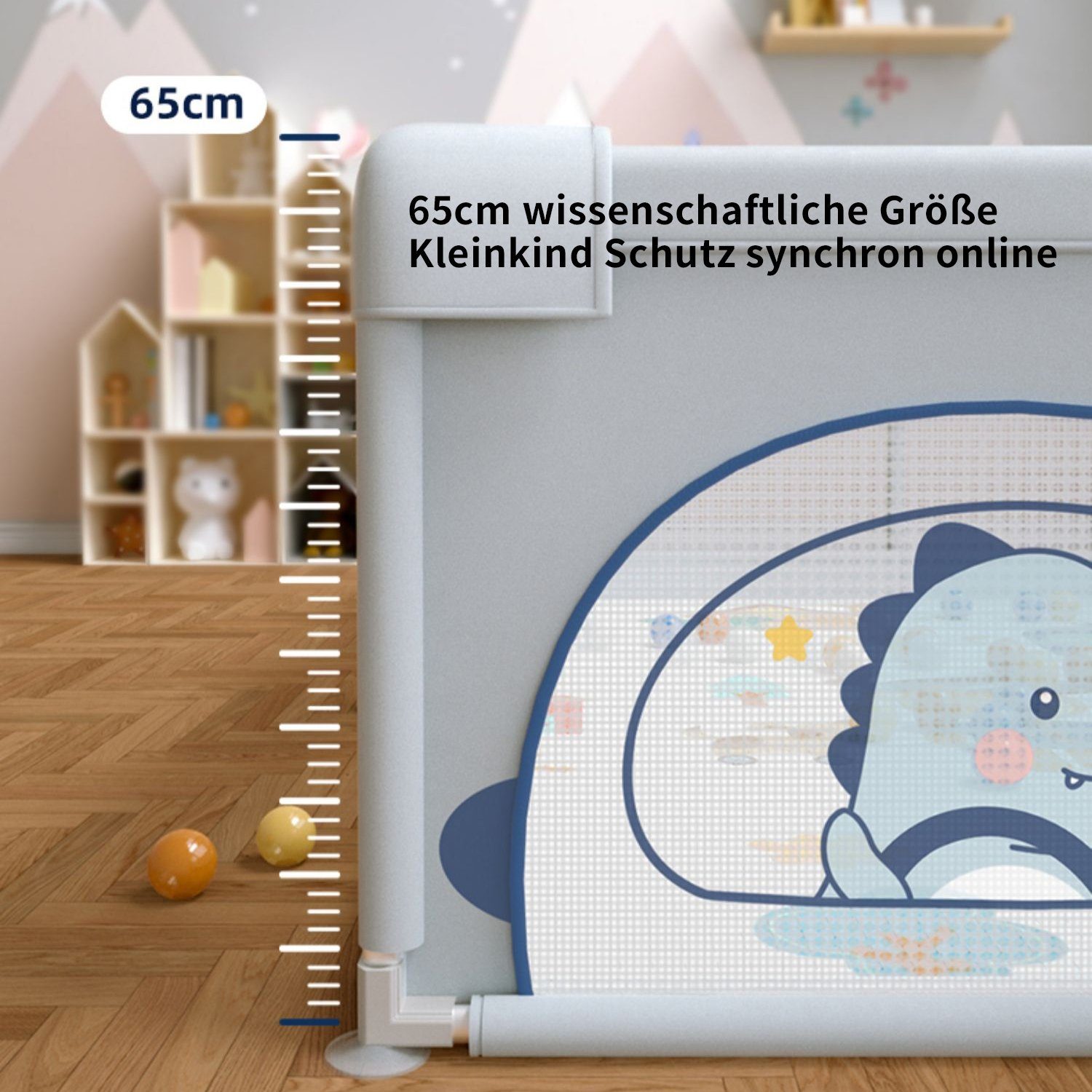 FOXSPORT Laufstall Laufgitter Baby Laufstall Schutzgitter mit atmungsaktivem Netz (180 x 200 x 65 m Große Sicherheitsspielplatz mit Reißverschluss), Krabbelgitter für Kinder, mit 60 Spielbällen, mit Rutschfester Basis