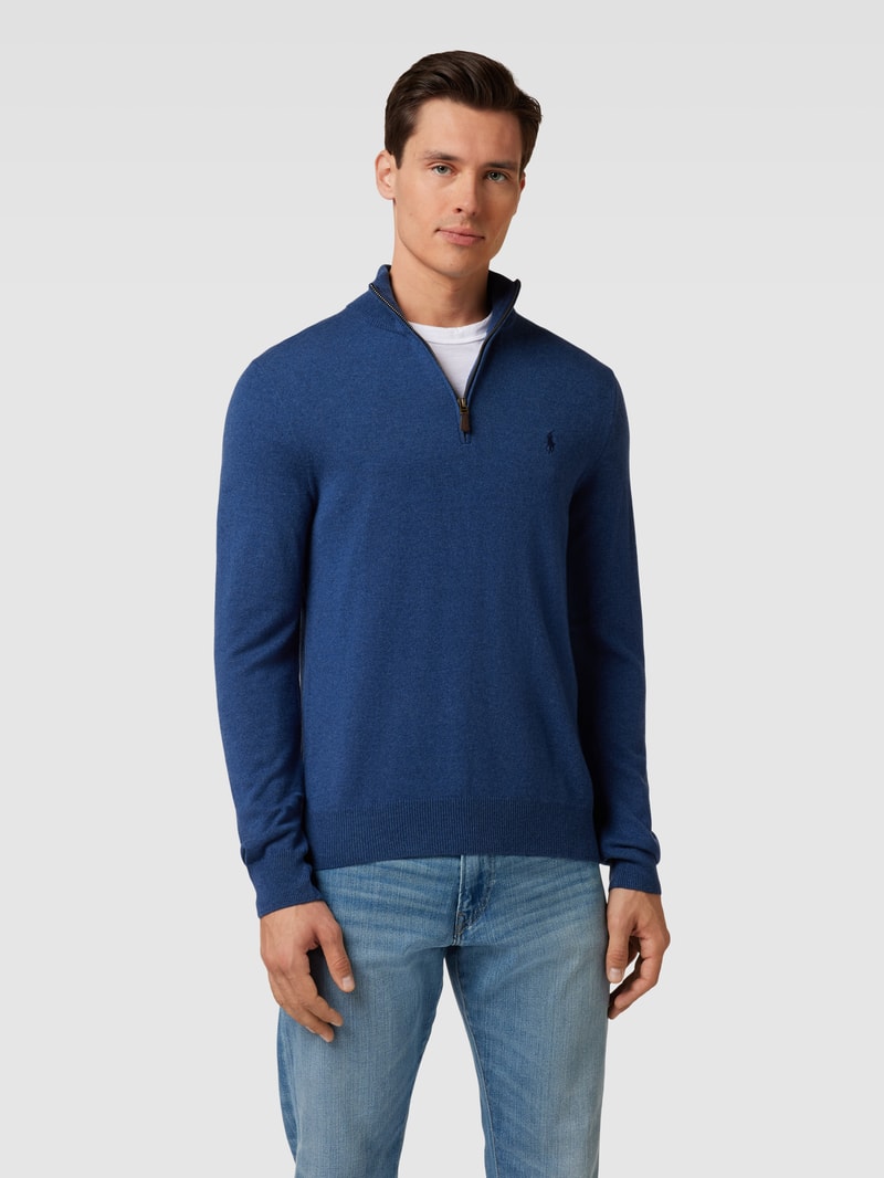 Strickpullover aus Wolle mit Logo-Stitching in blau