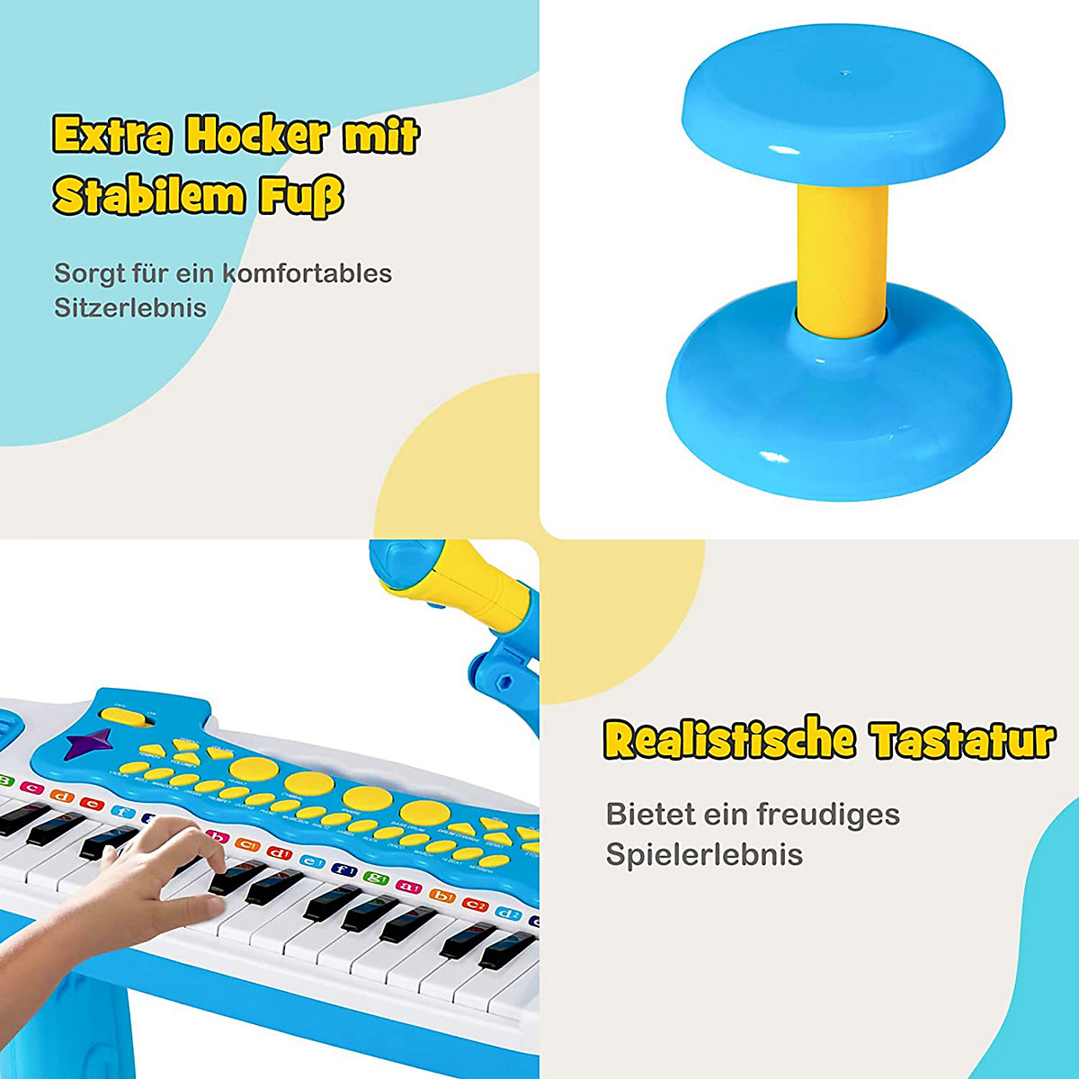 Keyboard mit Hocker Mikrofon Lichtern 31 Tasten