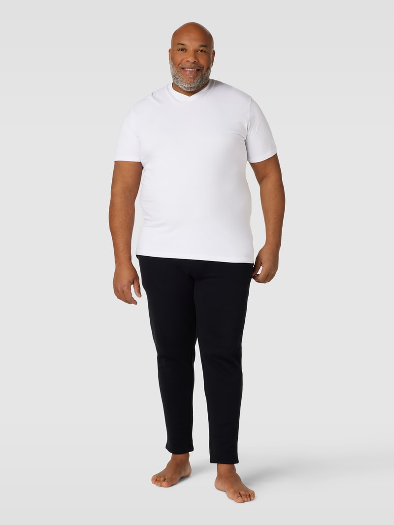PLUS SIZE T-Shirt mit V-Ausschnitt Modell 'MAVERICK' in weiß