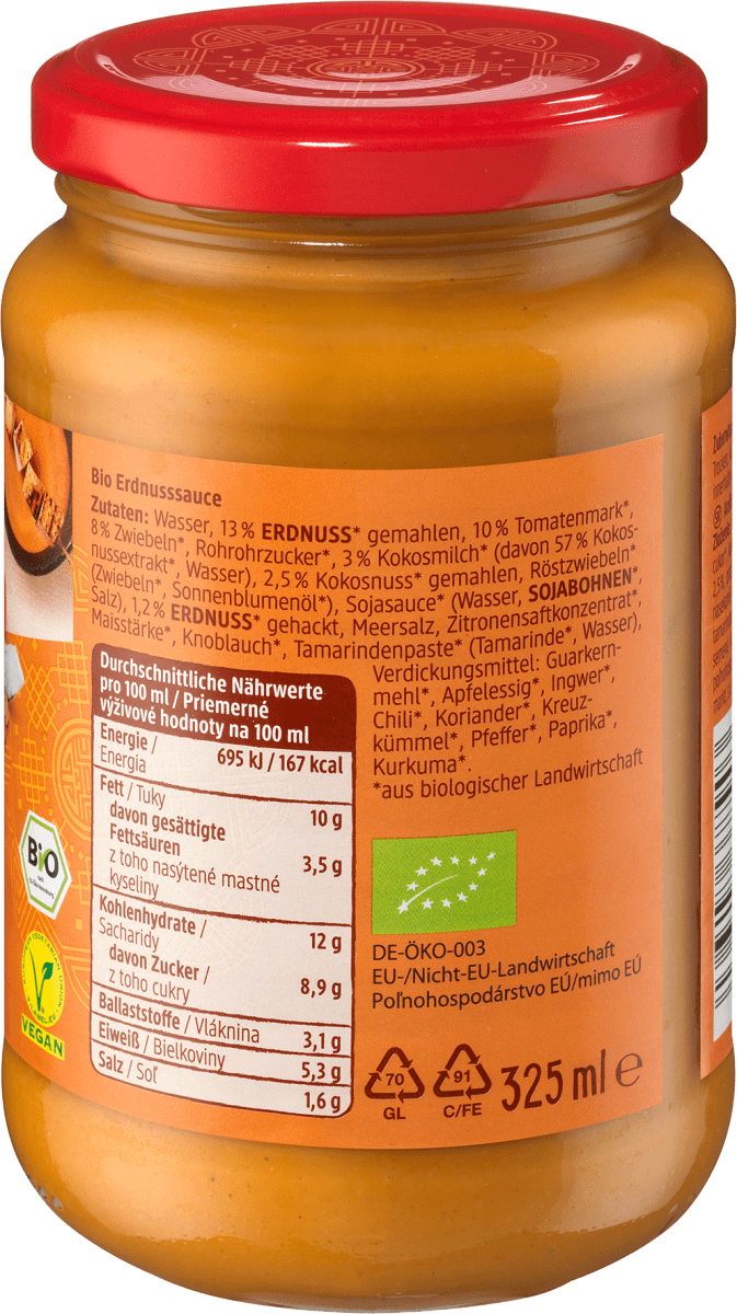 Erdnusssoße, Saté, würzig-nussig, 325 ml