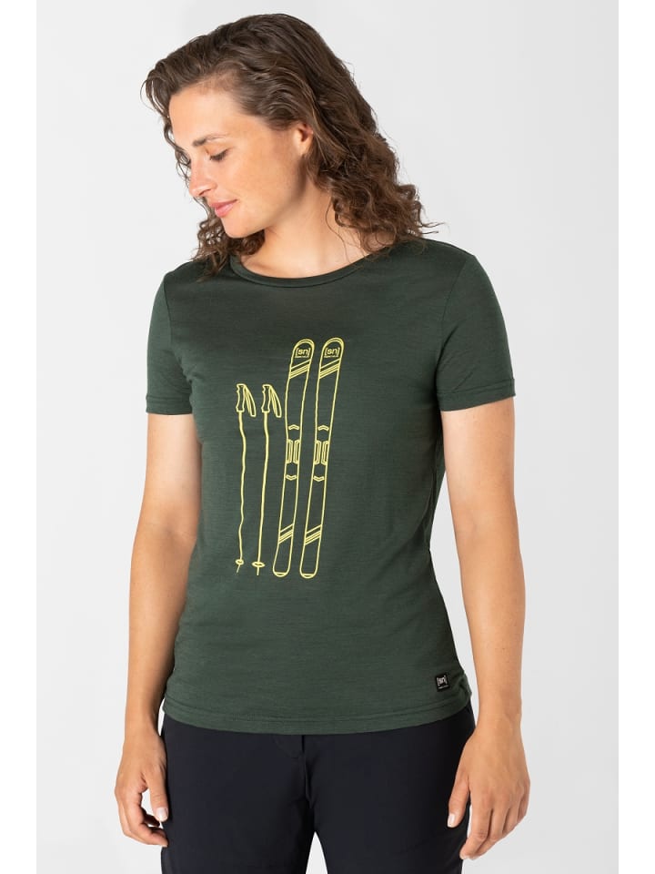super.natural Merino T-Shirt W SKIING TEE in dunkelgrün günstig kaufen