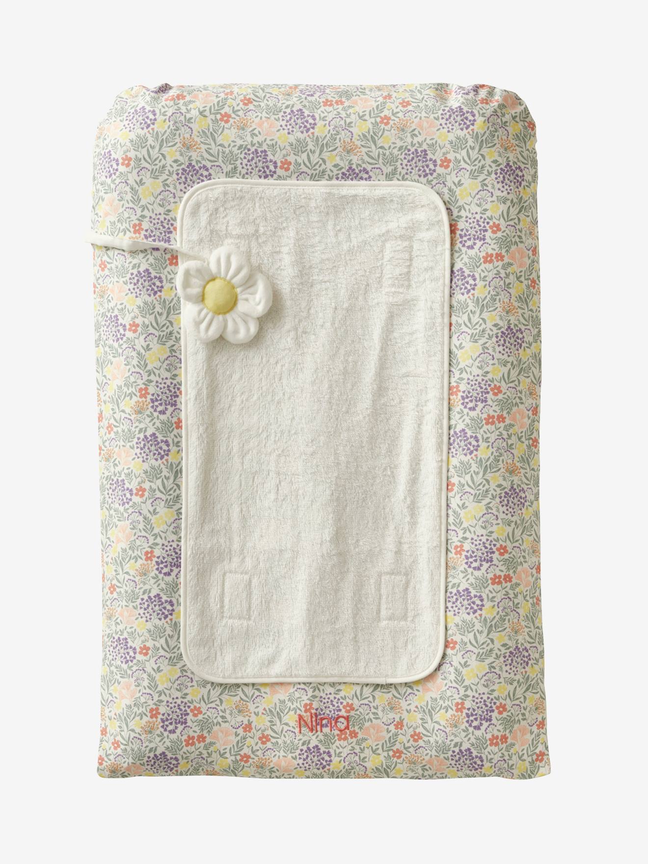Housse de matelas à langer personnalisable CHAMPÊTRE blanc imprimé