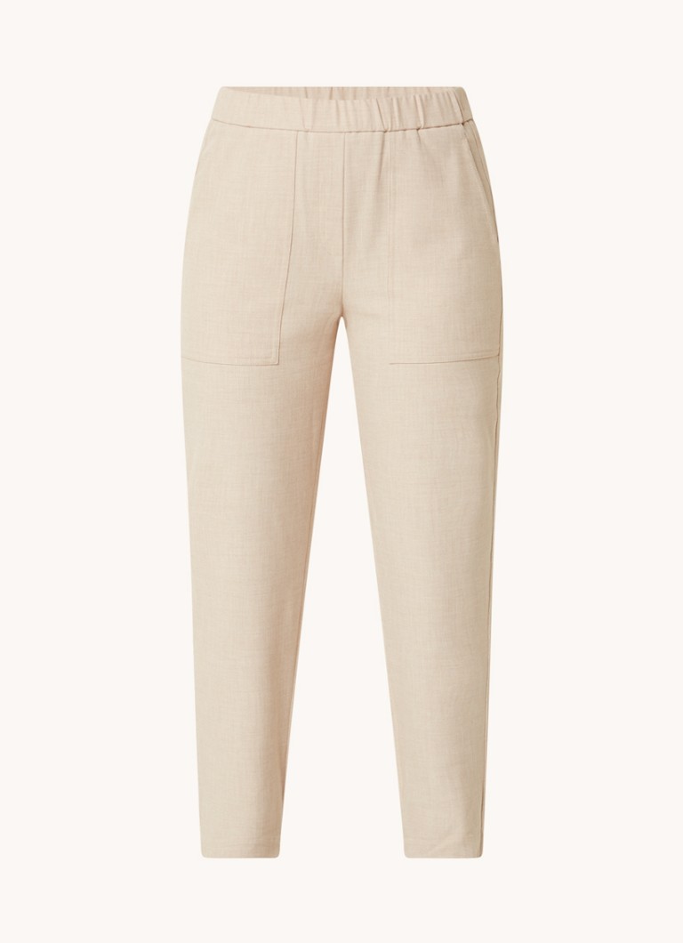 Pantaloni OPUS Myha din flanel, talie medie, croială mulată.