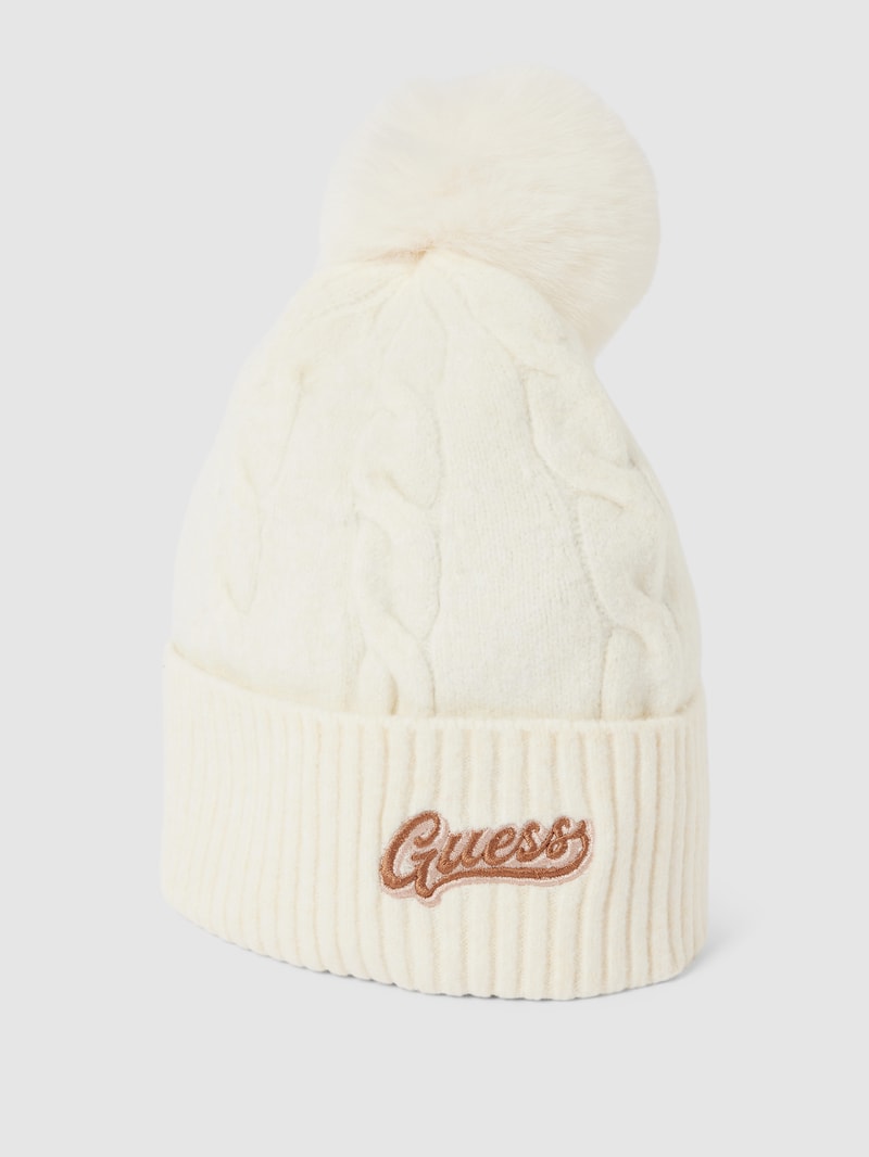 Beanie mit Label-Stitching in hellgrau meliert