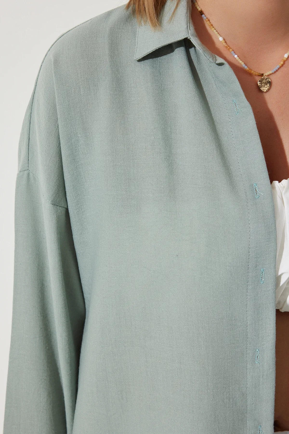 Happiness İstanbul  Hemd - Grün - Oversized