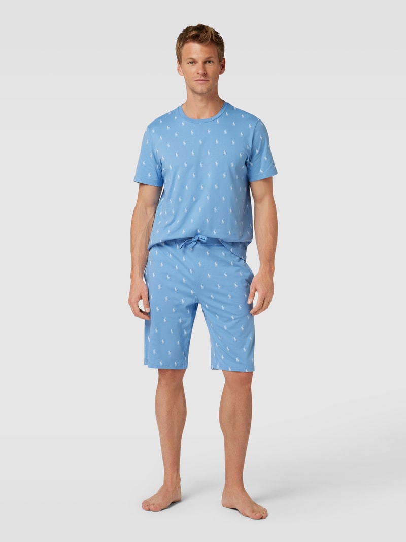 Slim Fit Sweatshorts mit Allover-Print Modell 'LIQUID in hellblau