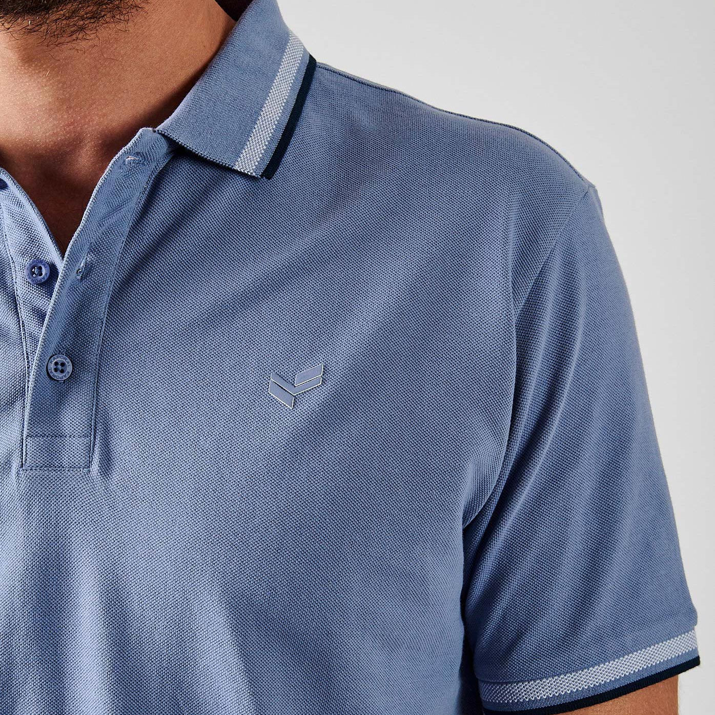 RAYOC  Polo bleu homme 100% coton bio