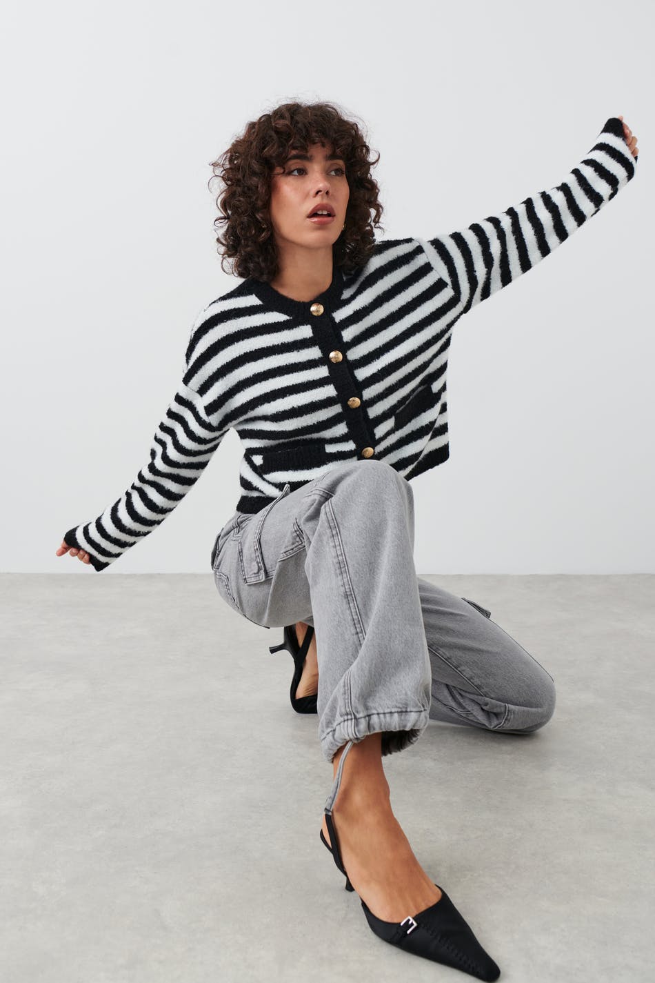 Stripe knitted cardigan