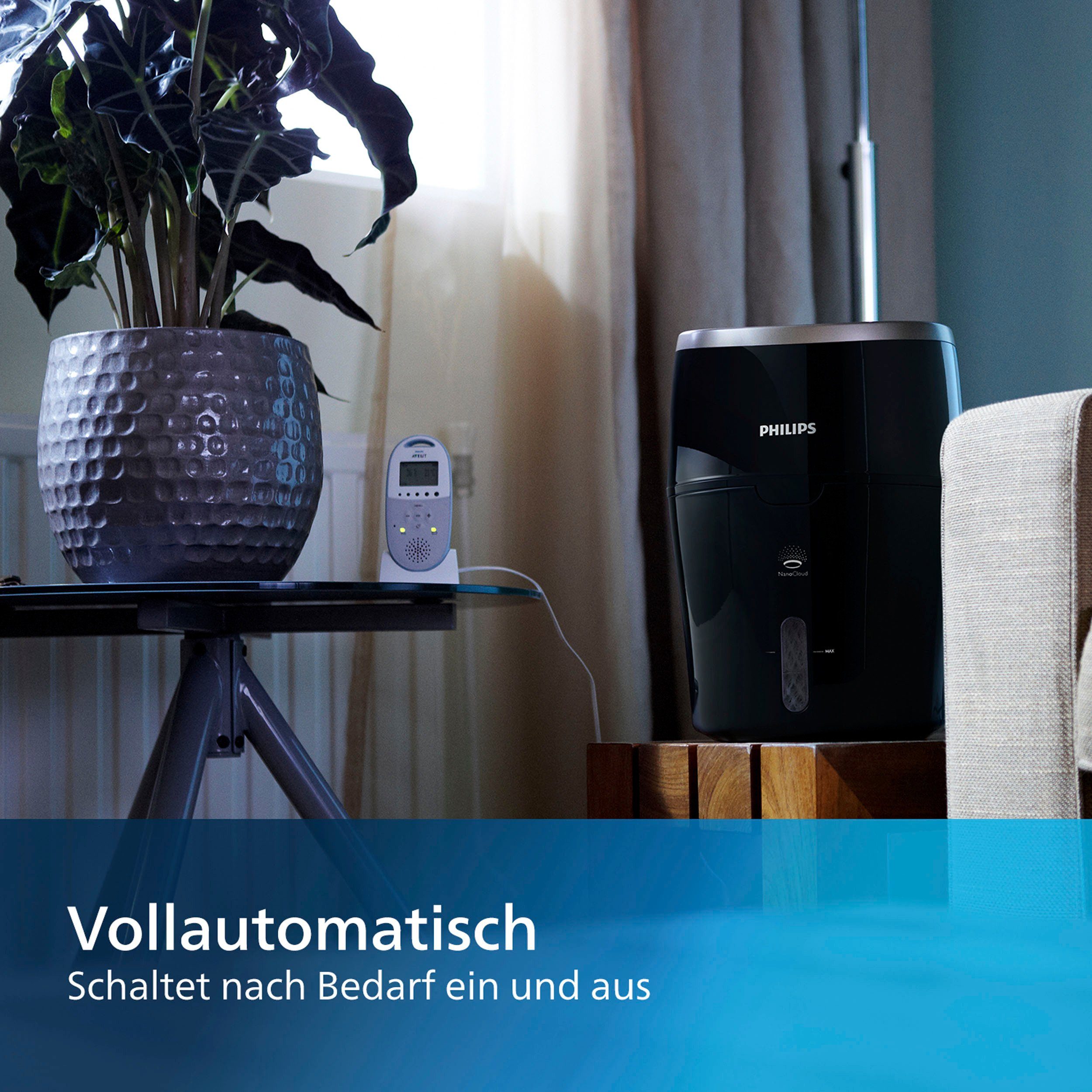 Philips Luftbefeuchter HU4814/10 2000 Serie, 2 l Wassertank, für 40 m² Räume, mit NanoCloud-Technologie