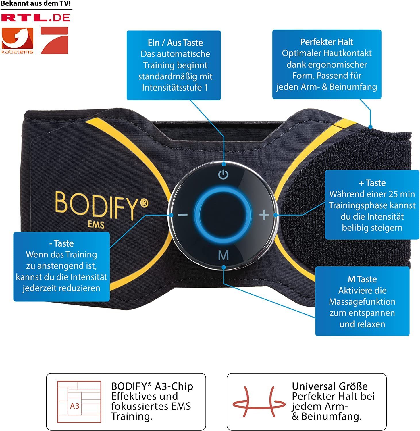 BODIFY EMS-Arm-Trainer Pro - 2in1 EMS Trainer - Gezielte Stimulation der Arm & Beinmuskulatur