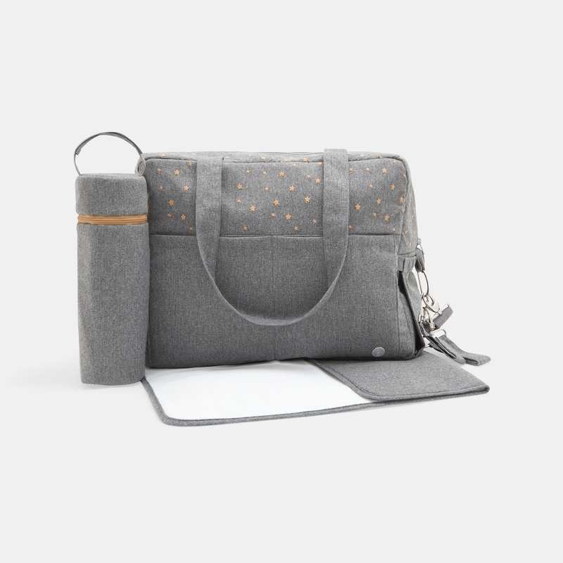 Sac à langer multipoches gris naissance