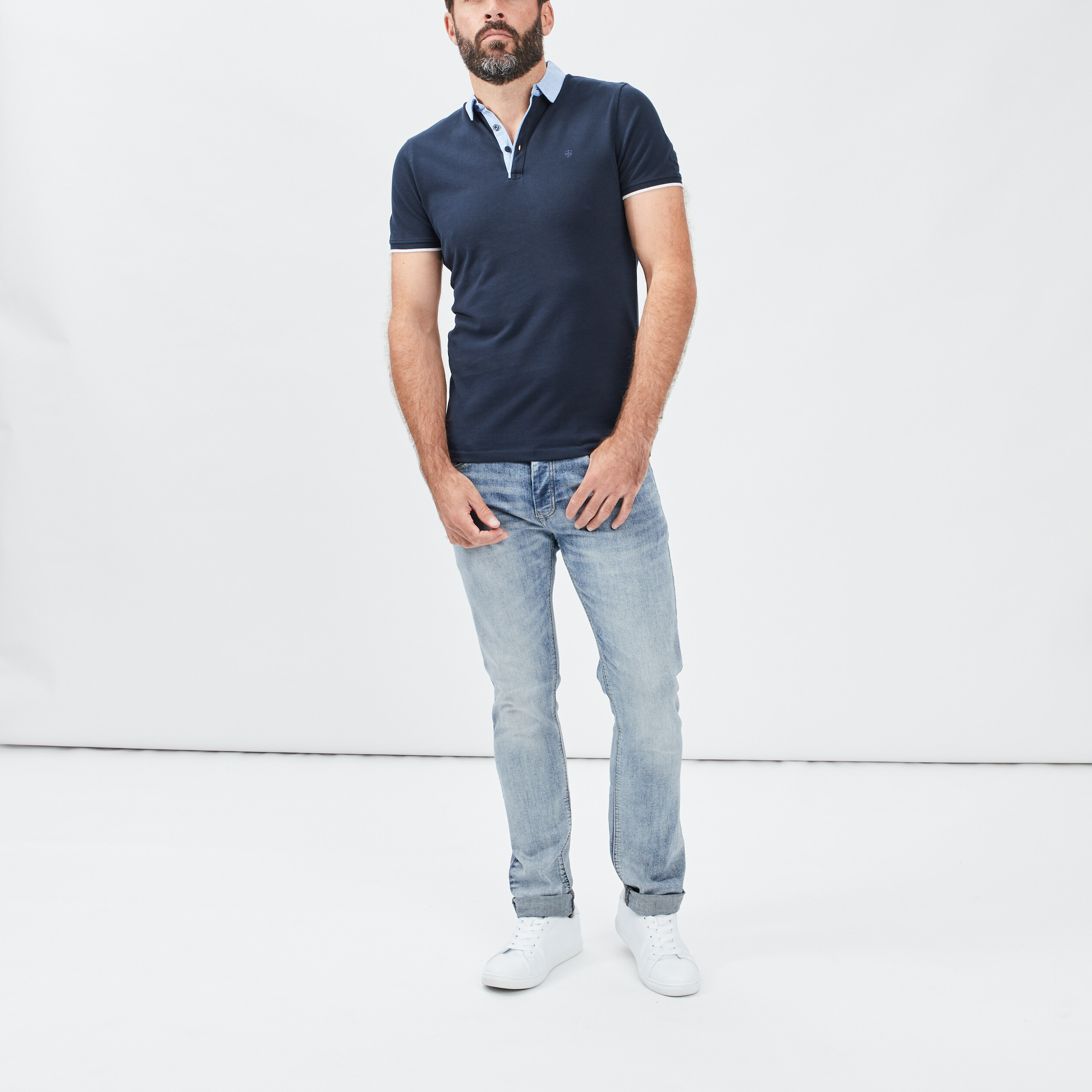 Jeans straight effet délavé denim bleach homme | La Halle