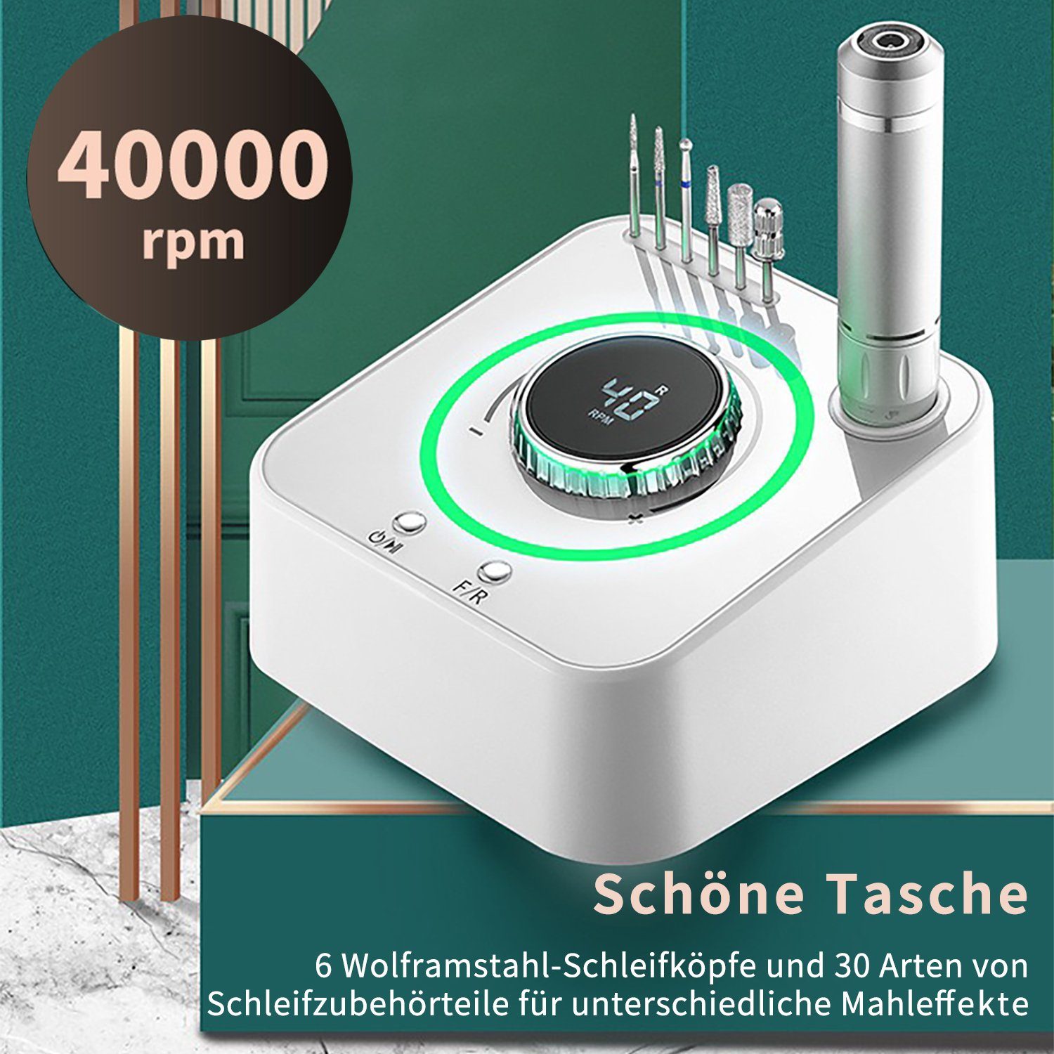 Yaviel Maniküre-Pediküre-Set Elektrische Maniküre Nagelfräser für Hände und Füße Nägel Nail Drill, Gelnägel USB C 30000 rpm Maniküre Set Kabellos Nagel Fräsmaschine