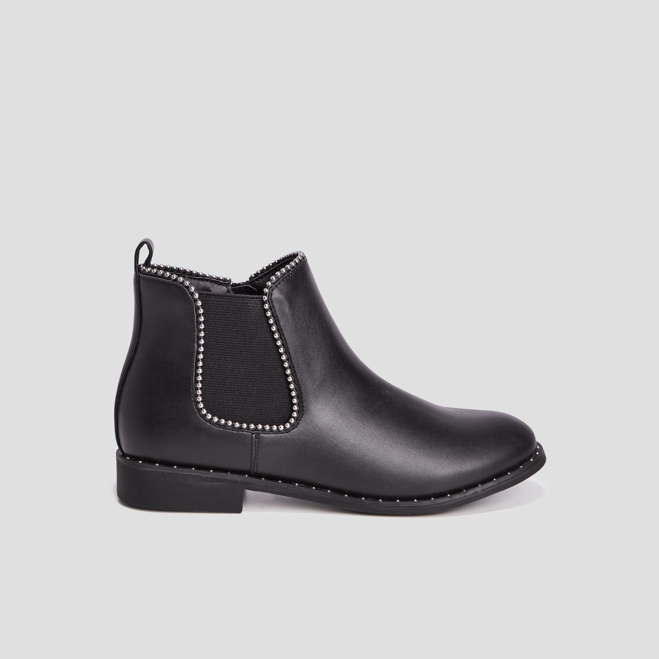 Bottines chelsea zippées à clous noir fille | La Halle