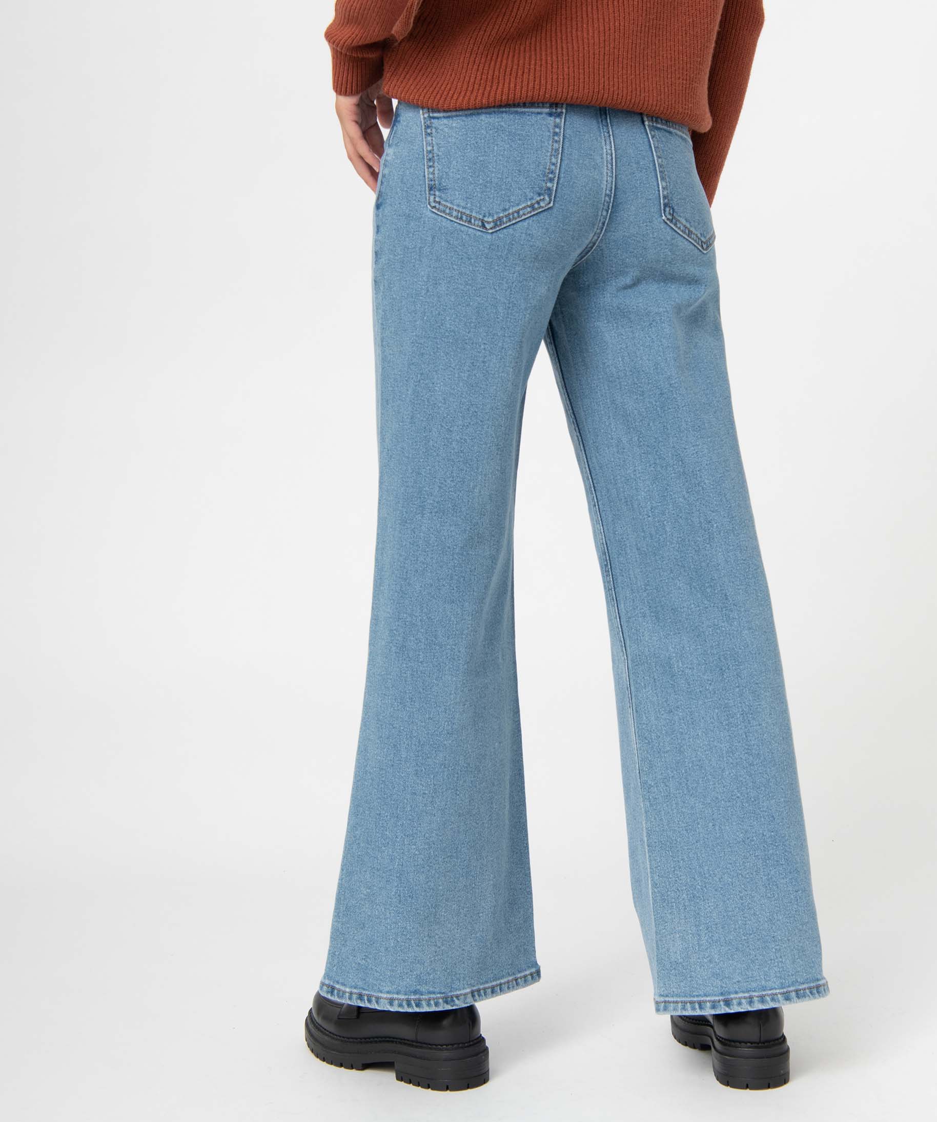 Jean femme wide leg taille haute stone | GEMO