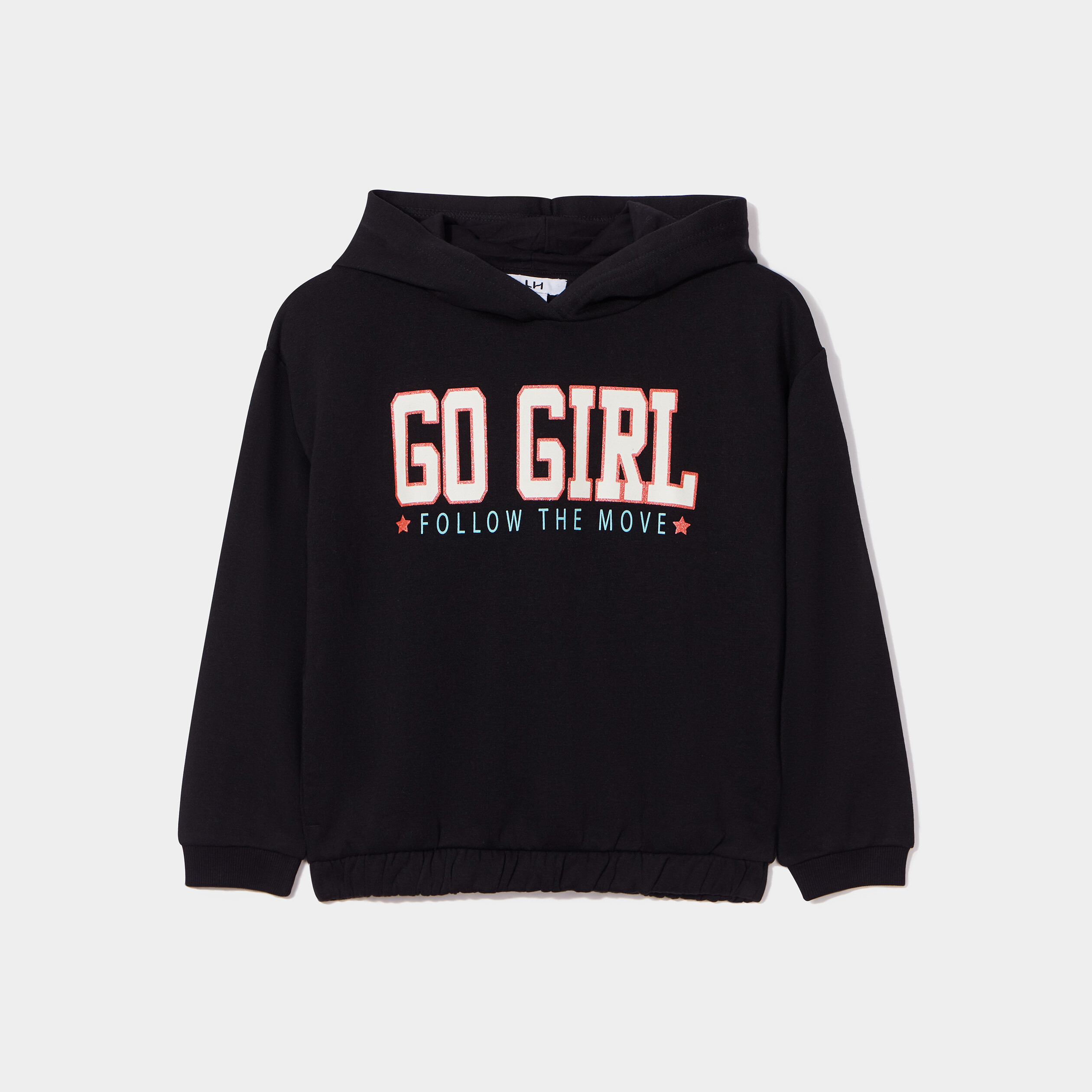 Sweat à capuche hoodie noir fille | La Halle
