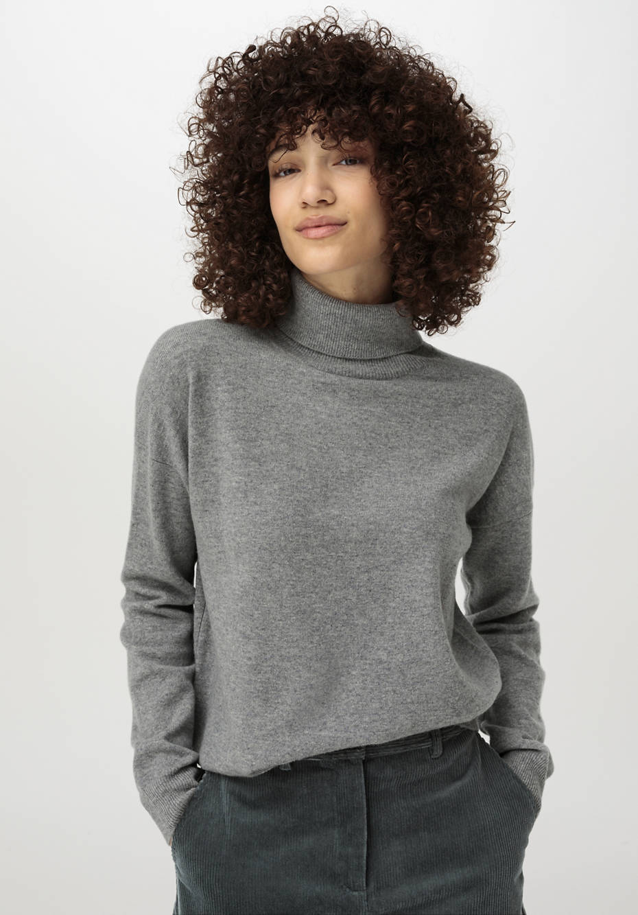 Rollkragenpullover aus Bio-Schurwolle mit Kaschmir