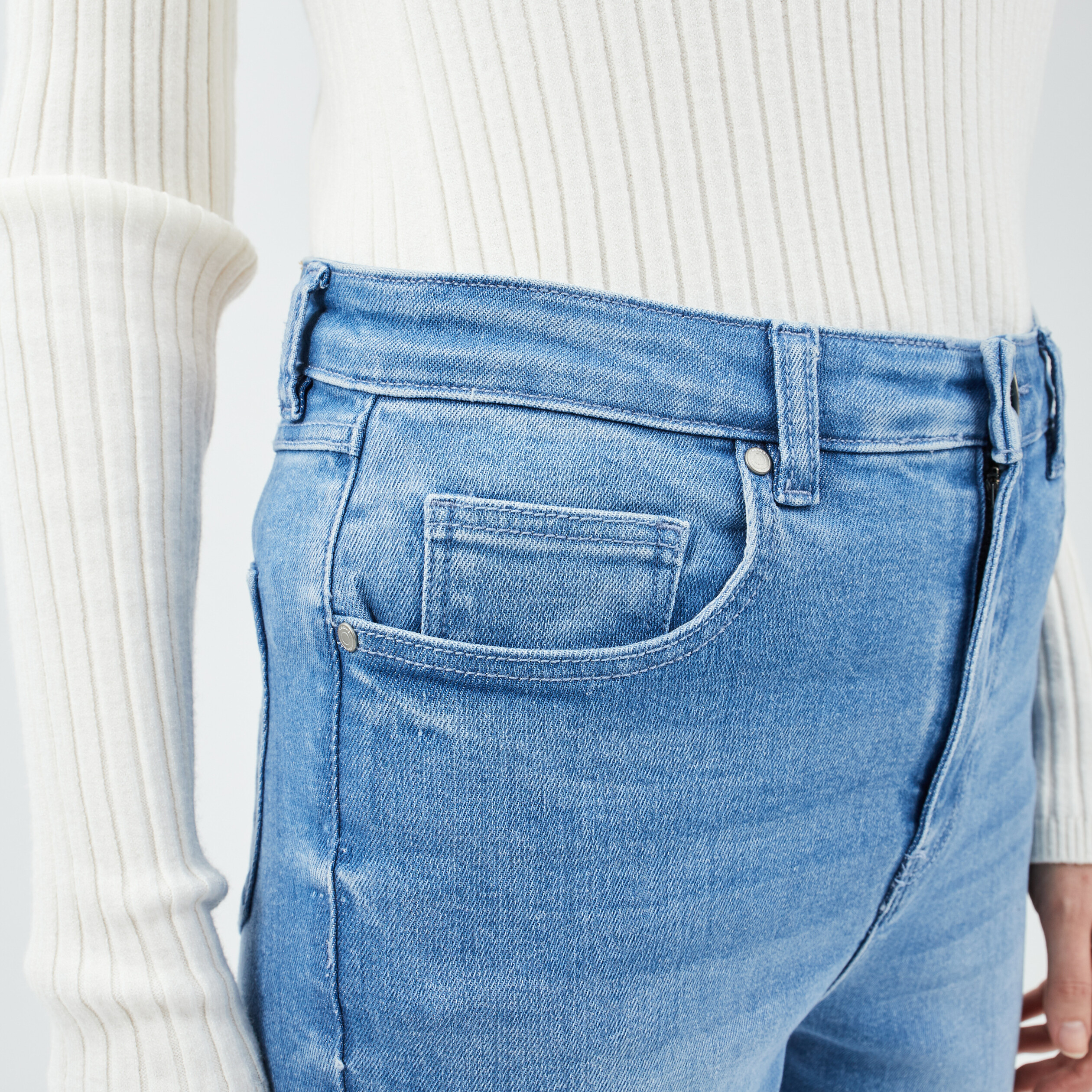 Jeans slim fendu denim double stone femme | La Halle